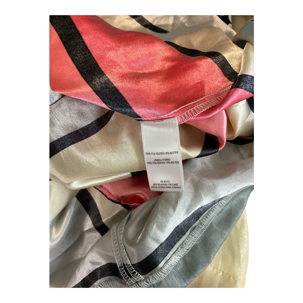 Danny & Nicole Red, Cream & Black Striped Sleeveless Belted Midi‎ Dress Sz 10 - Picture 6 of 6